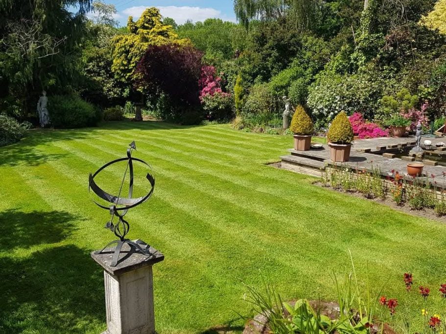 Freshly cut lawn with stripes